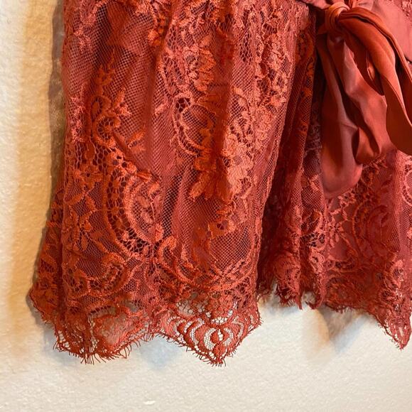 Free People Size Large Chante Lace Tank Crop Top Frenchie Kiss Dee V-Neck Sz L - Picture 6 of 8